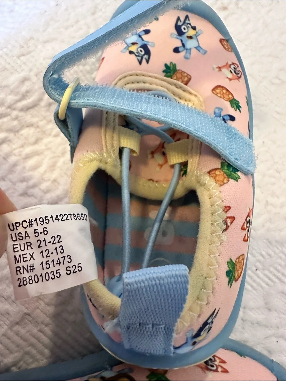 Ground Up Toddler Girl's Bluey Quick-Drying Water Shoes Toggle Lace 5/6 Moccasin